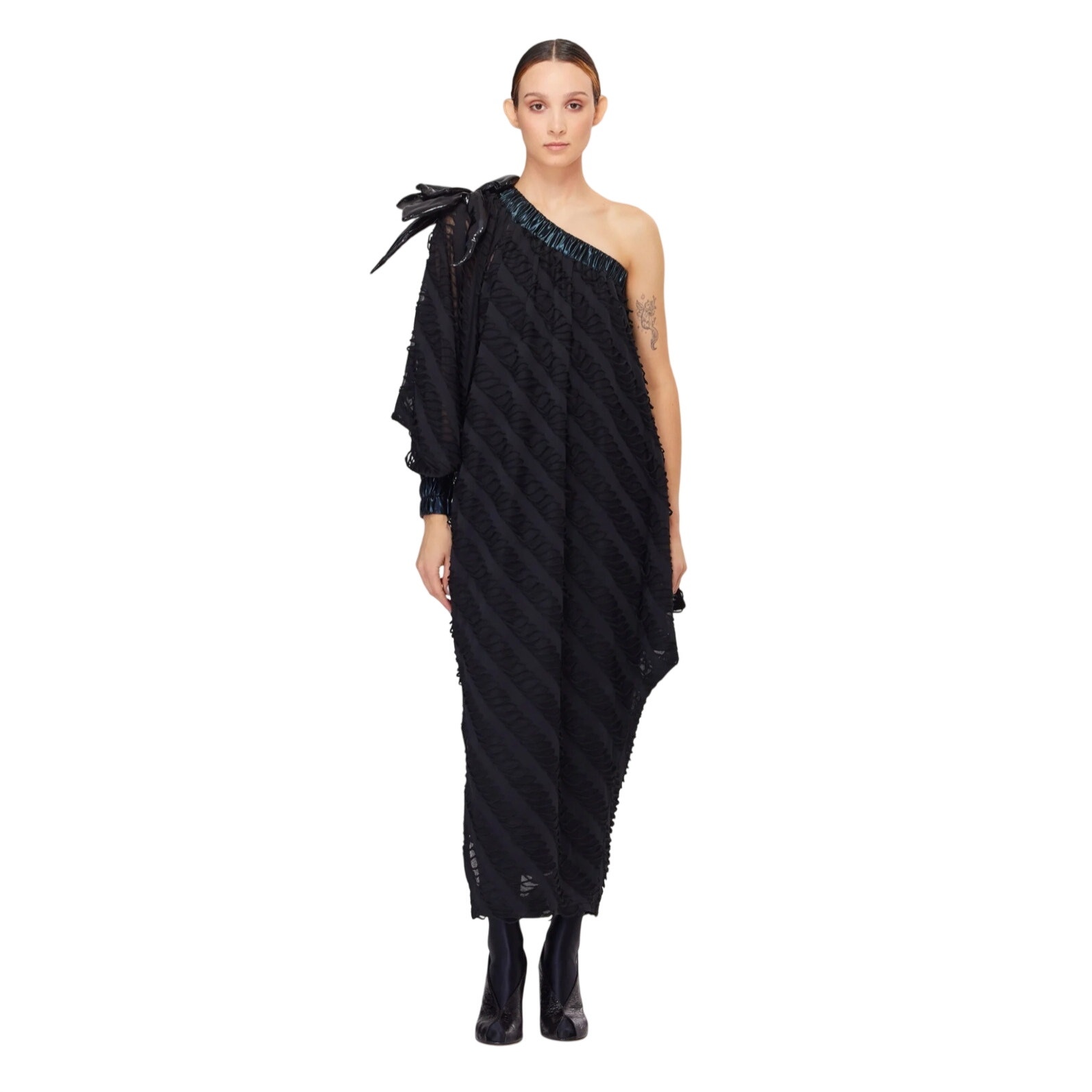 Julia Allert Black One Shoulder Draped Dress Sculptural Avant Garde Nwt S